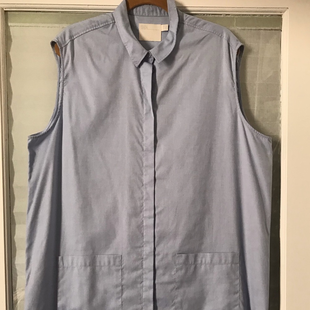 Asos Blue Chambray sleeveless shirt dress